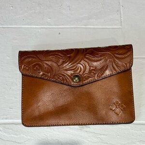 Patricia Nash Brown Embossed Leather Clutch